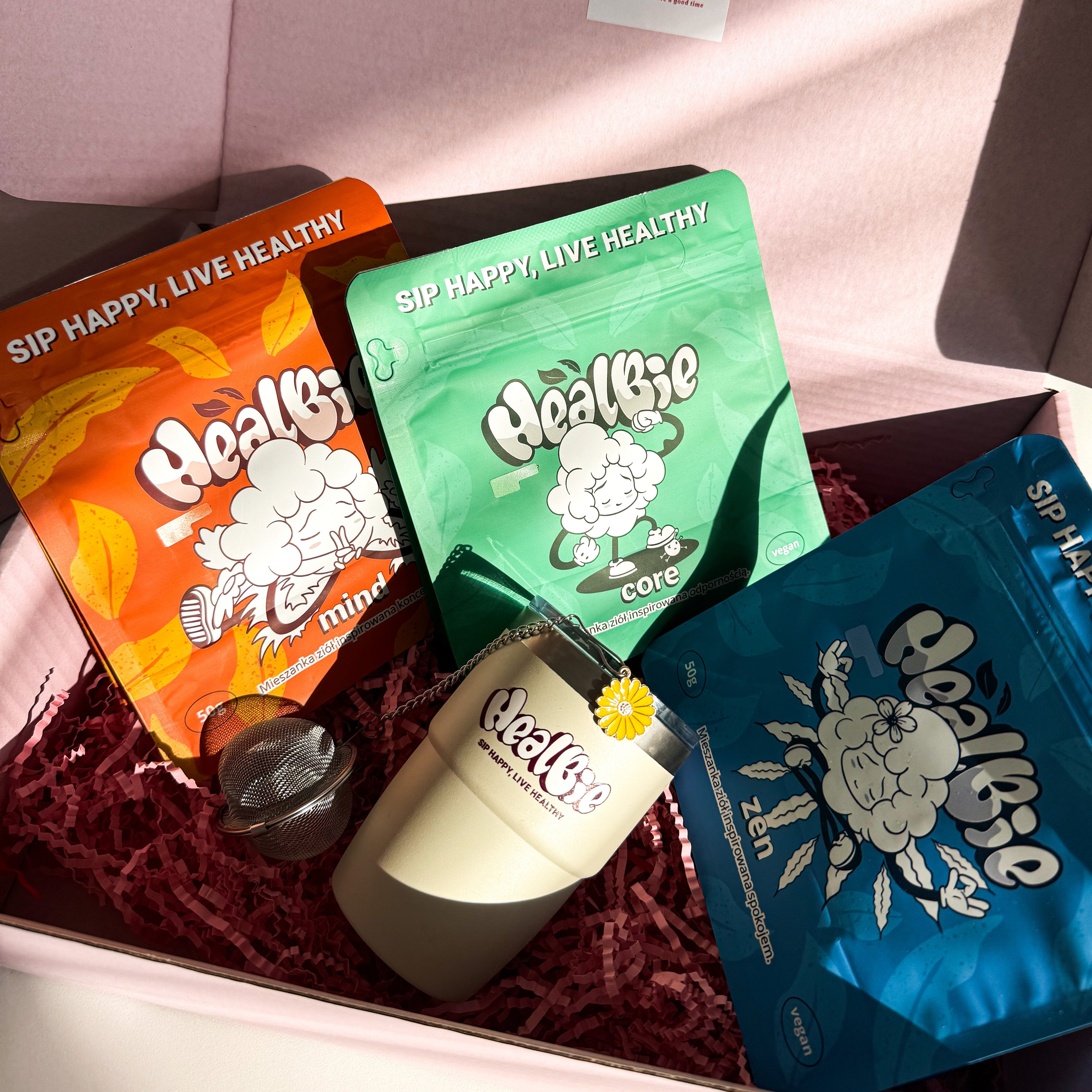 HEALBIE BOX - kubek | 3x ziółka | zaparzacz