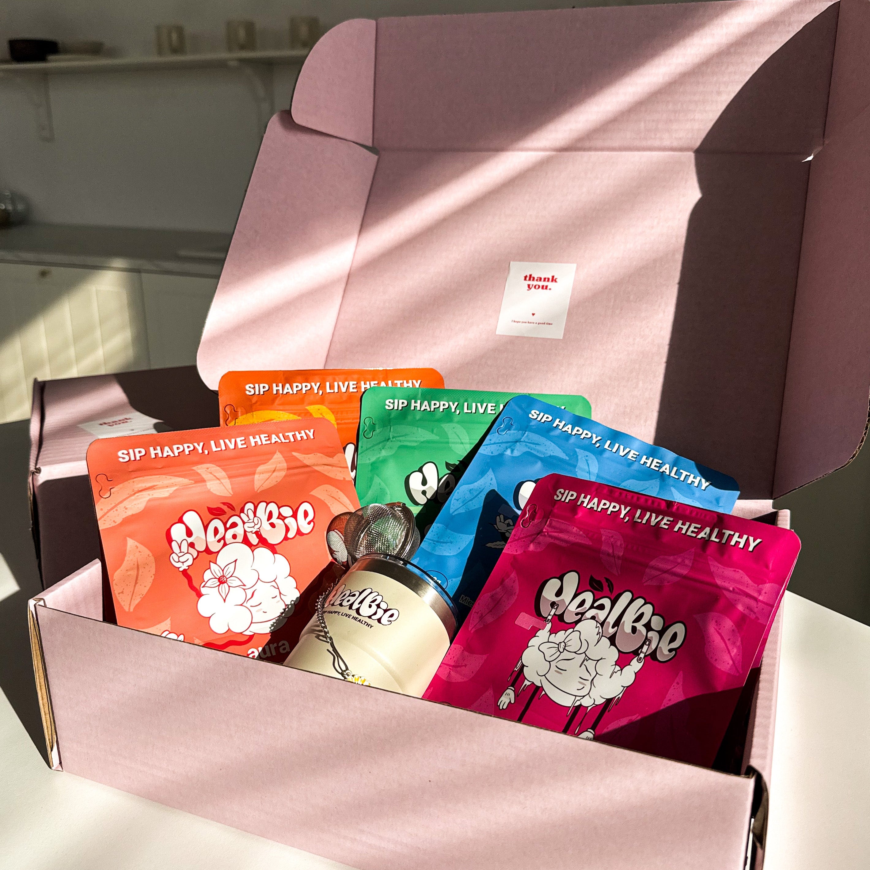 HEALBIE BOX - kubek | 5x ziółka | zaparzacz