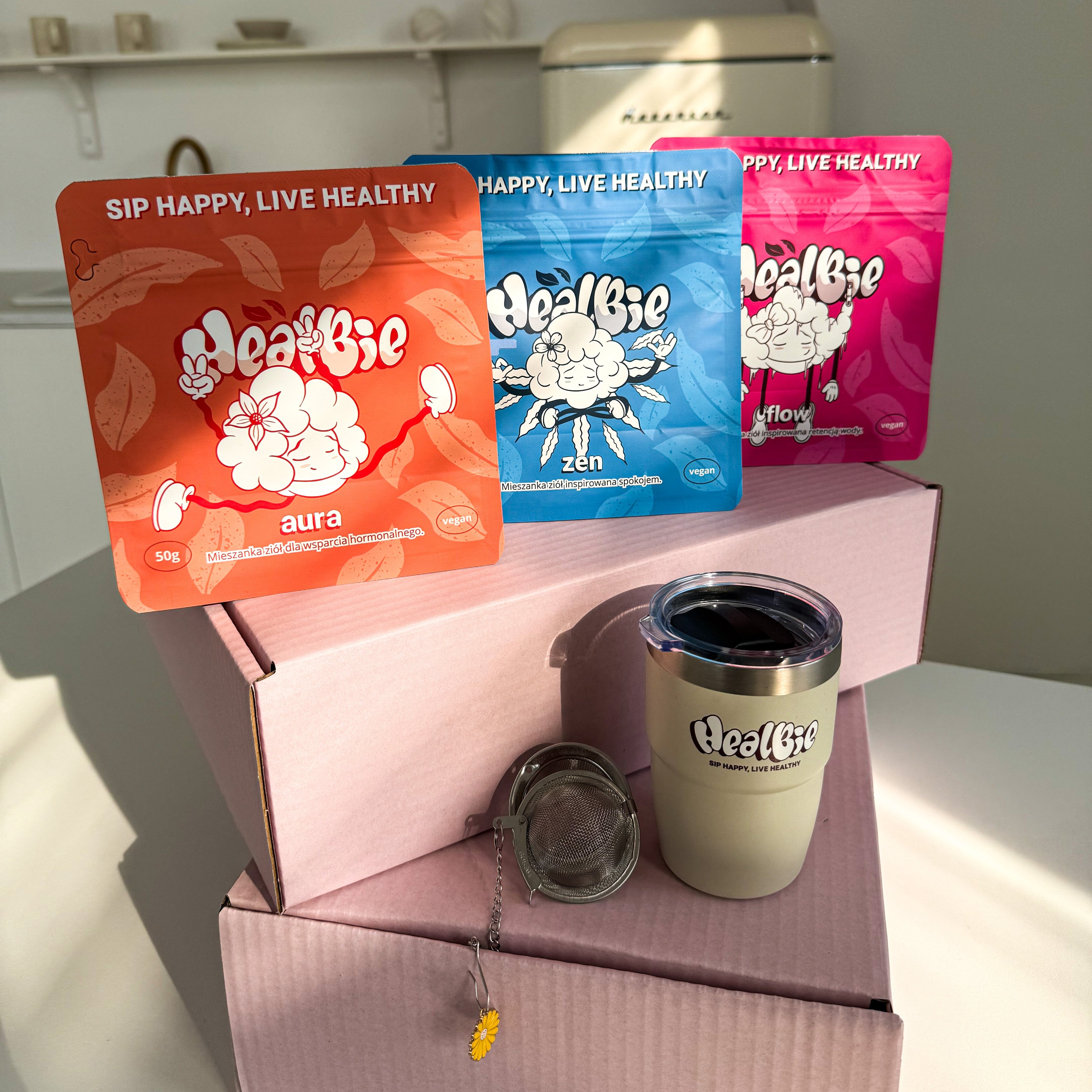 HEALBIE BOX - kubek | 3x ziółka | zaparzacz