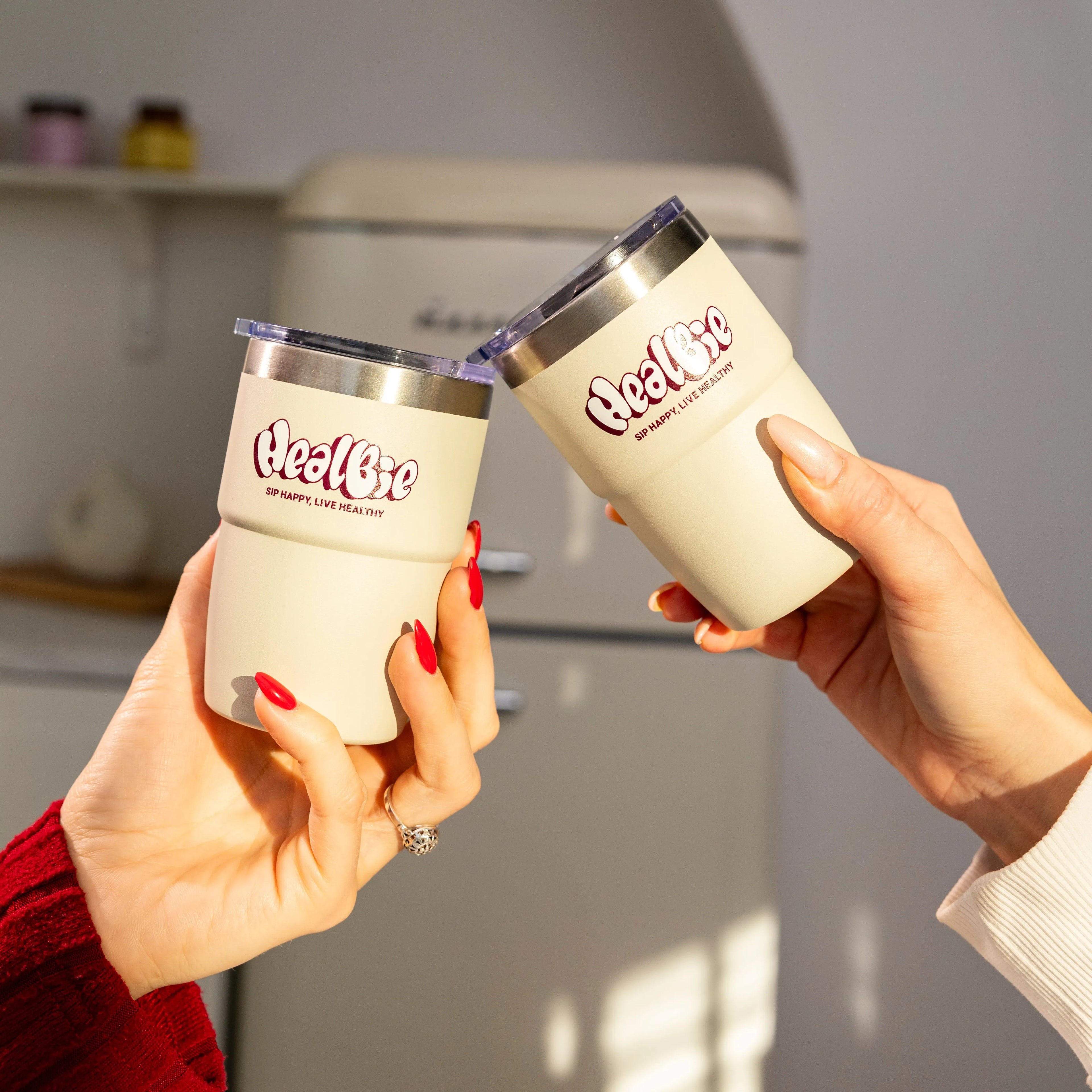 kubek termiczny healbie 200ml w jasnym kolorze do kawy i herbaty